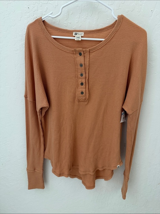 Billabong Tops - Billabong Orange Pink Waffle Long Sleeve Henley Small NWT